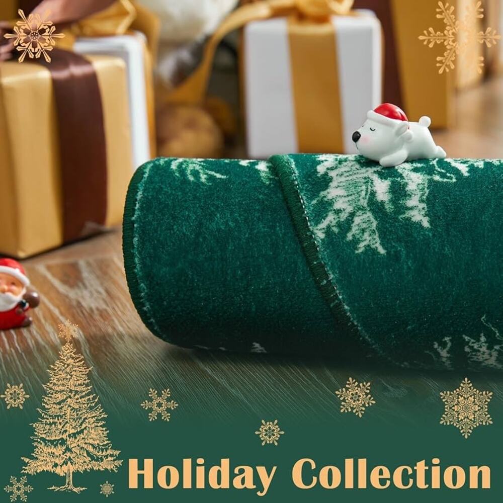 Christmas Round Rug 5ft Area Rug Green Xmas Tree Rug - Picture 6 of 9